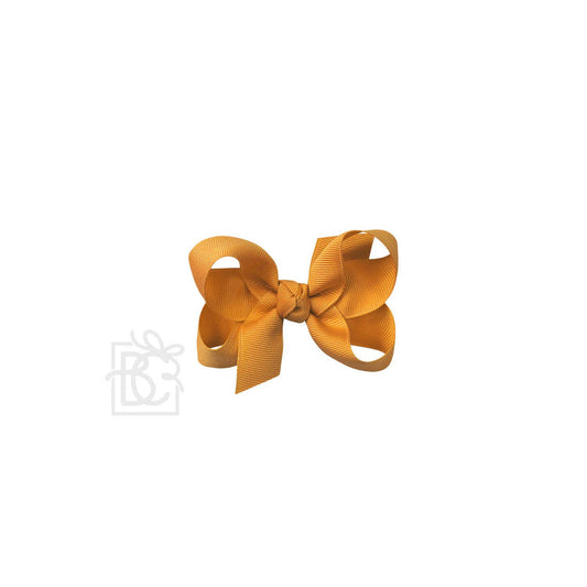 Beyond Creations, LLC - SIGNATURE GROSGRAIN BOW ON CLIP: 3.5" Medium - 7/8" Ribbon on Alligator Clip / OLD GOLD