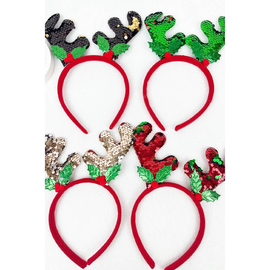 Love and Repeat - Sparkling Deer Antlers Sequins Headband: MIX COLOR