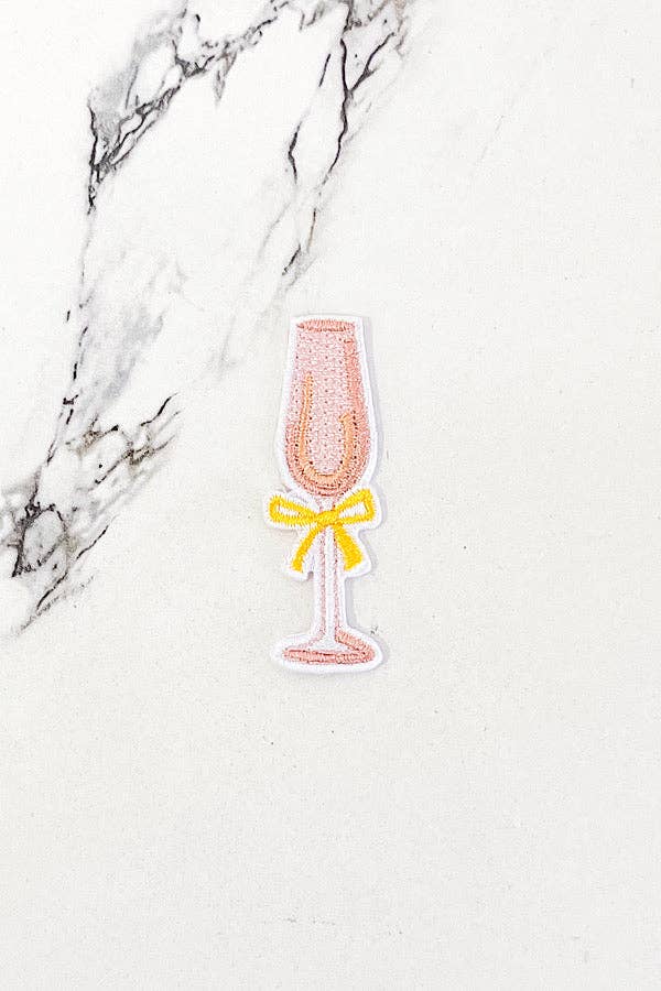 Nash Grey-Pink Champagne Flute- Iron on Patch