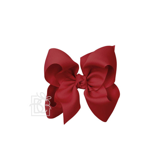 Beyond Creations, LLC - SIGNATURE GROSGRAIN BOW ON CLIP: 5.5" Huge - 2.25" Ribbon on Alligator Clip / CRANBERRY