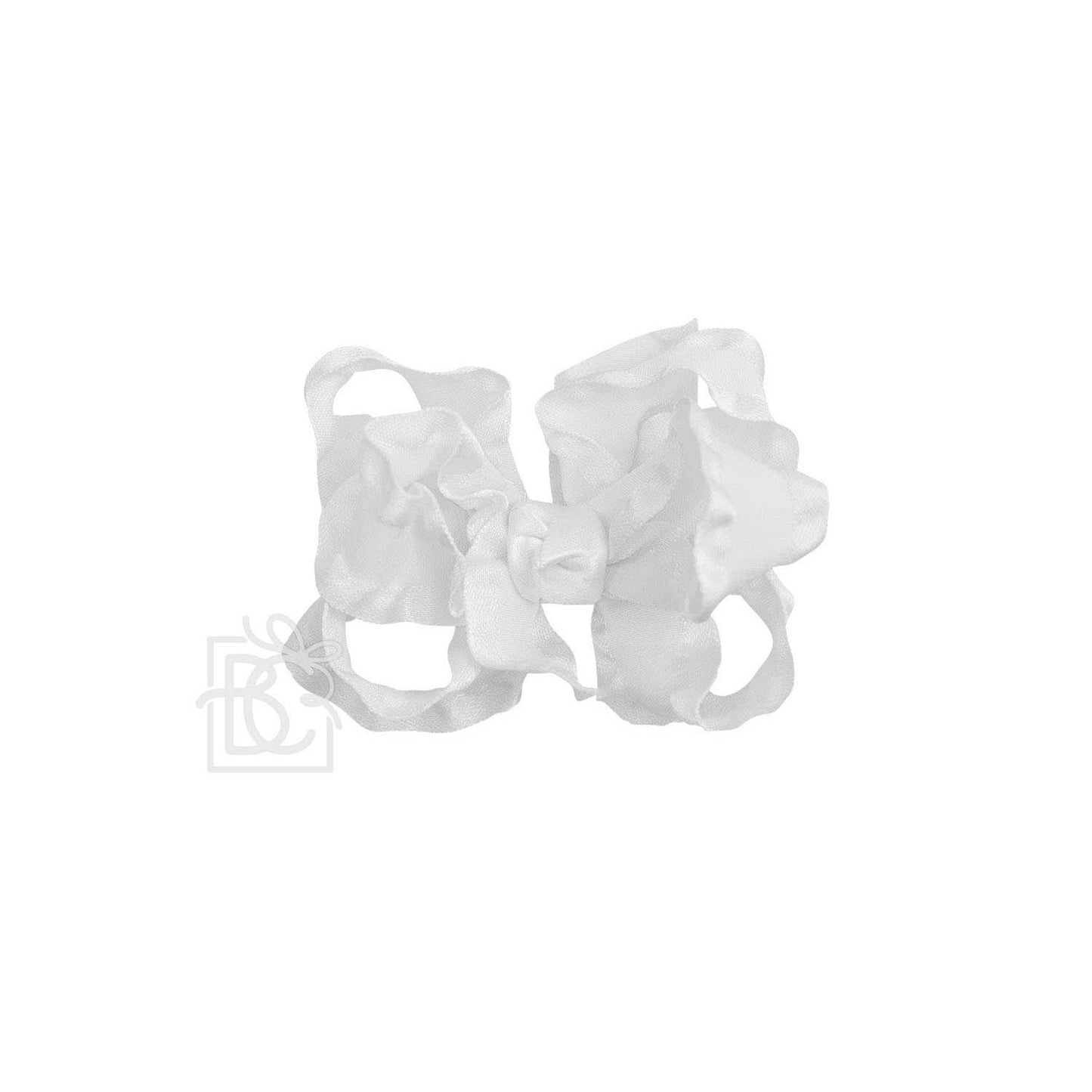 Beyond Creations, LLC - DOUBLE RUFFLE BOW ON CLIP: 5.5" Large - 1.5" Ribbon on Alligator Clip / FOREST GREEN