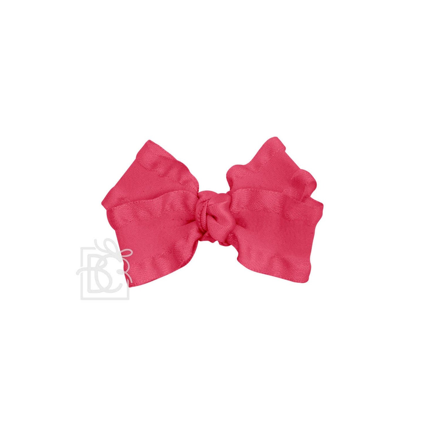 Beyond Creations, LLC - DOUBLE RUFFLE BOW ON CLIP: 5.5" Large - 1.5" Ribbon on Alligator Clip / RED