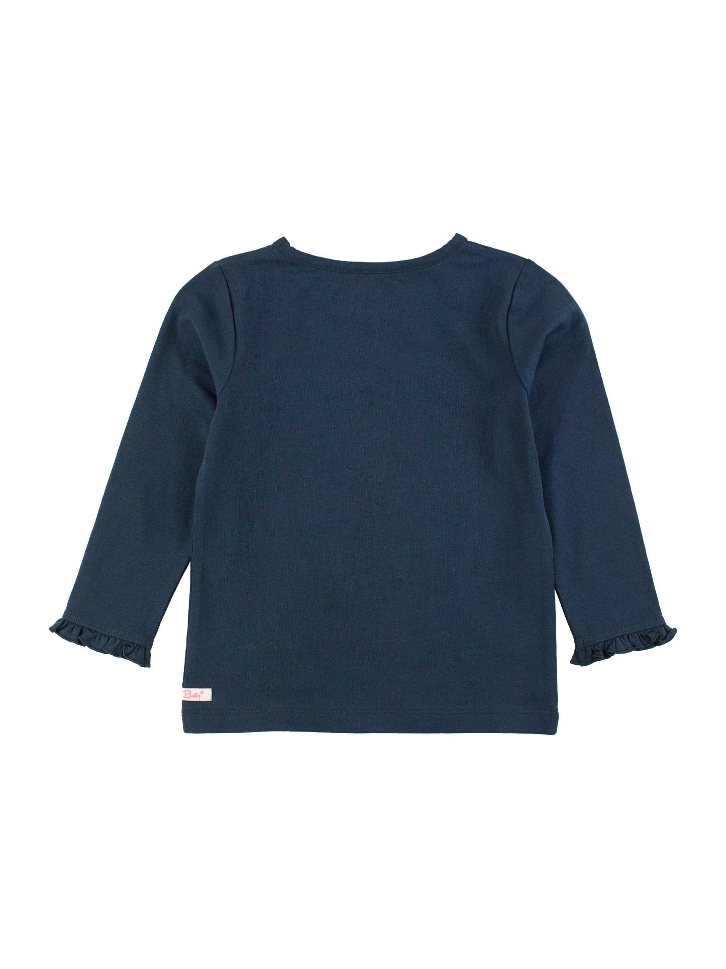 RuffleButts + RuggedButts - Girls Dark Navy Knit Long Sleeve Ruffle Sleeve Top