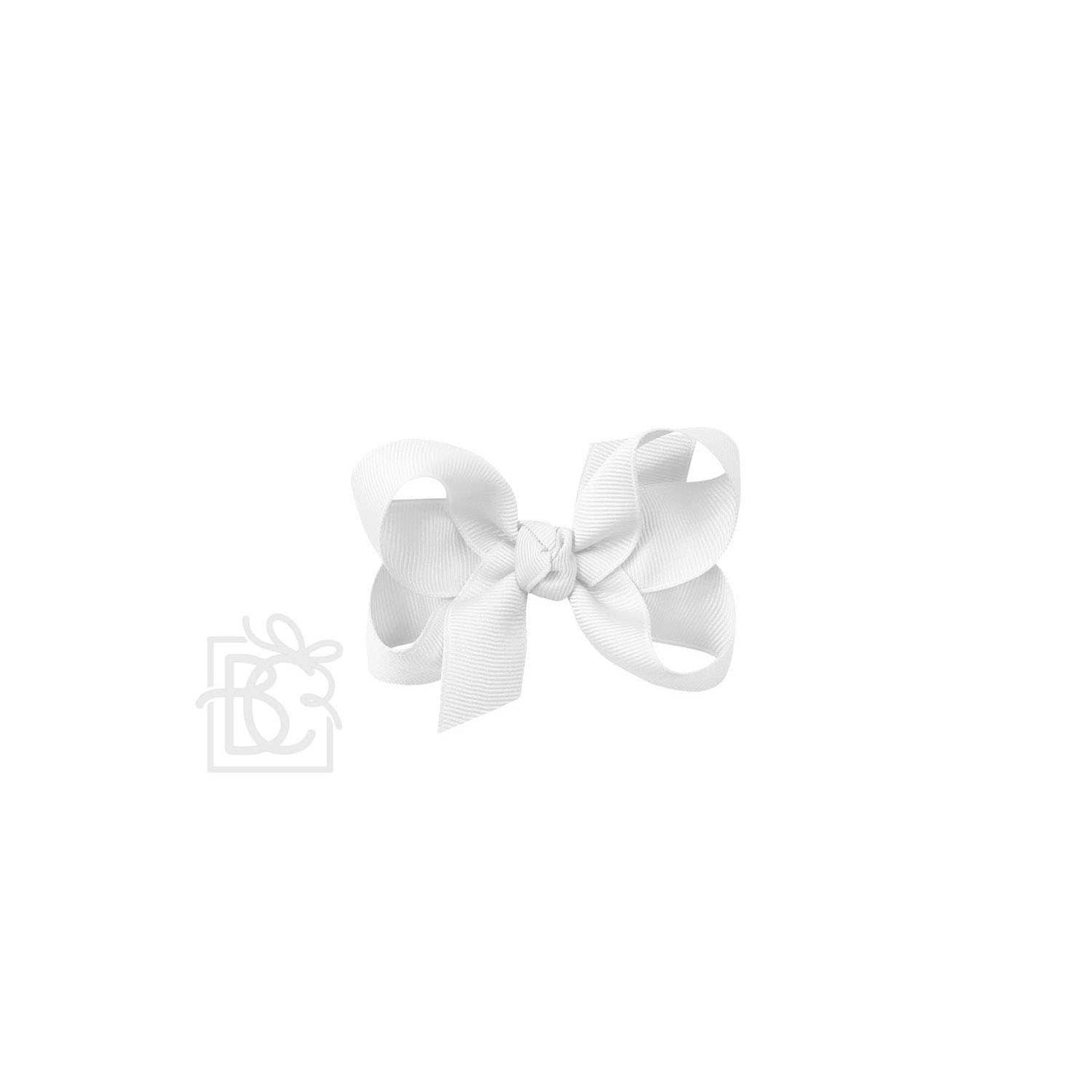 Beyond Creations, LLC - SIGNATURE GROSGRAIN BOW ON CLIP: 3.5" Medium - 7/8" Ribbon on Alligator Clip / WHITE