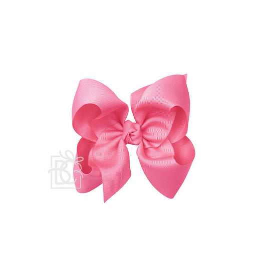 Beyond Creations, LLC - SIGNATURE GROSGRAIN BOW ON CLIP: 5.5" Huge - 2.25" Ribbon on Alligator Clip / HOT PINK