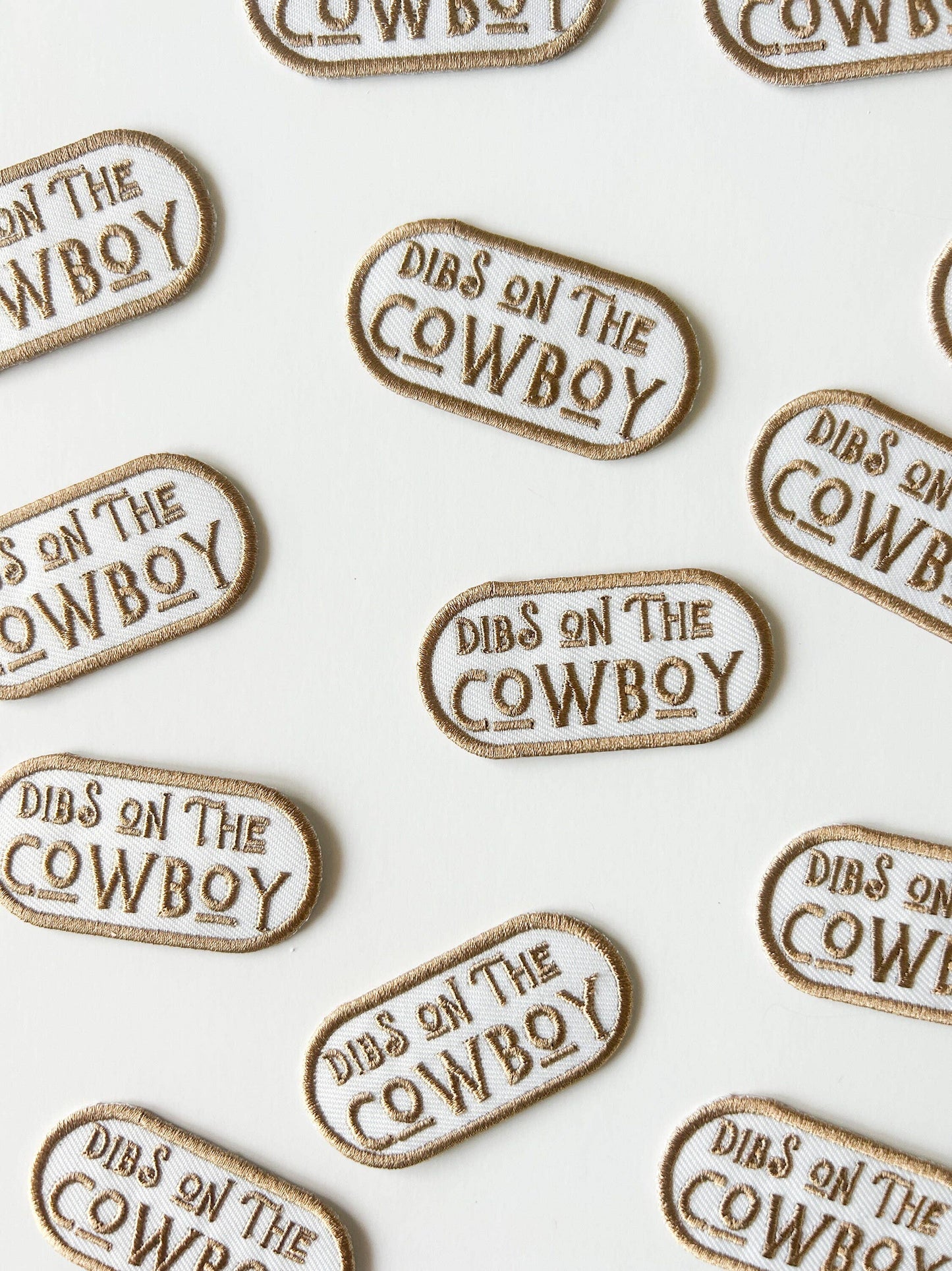 Field Trip Threads-"Dibs on the Cowboy"-Tan- Iron on Patch