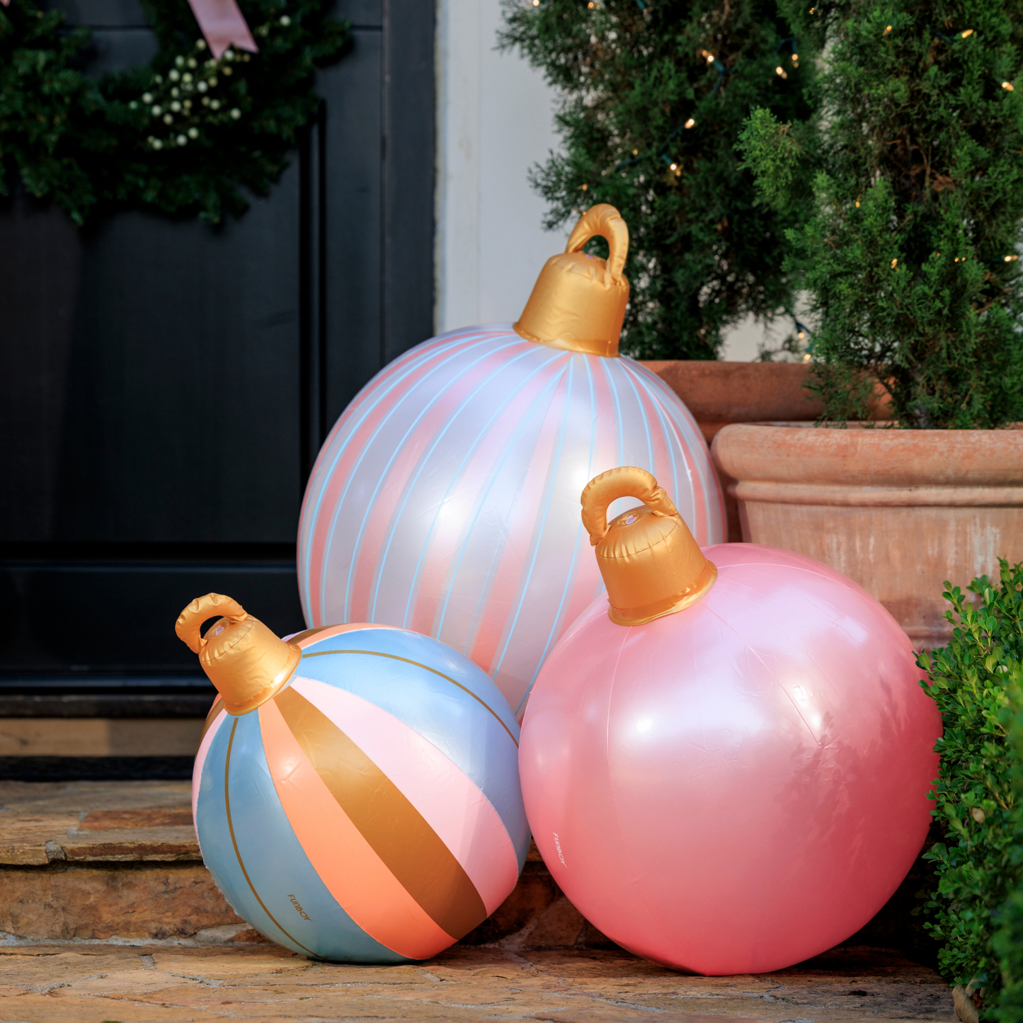 FUNBOY - Pink Light Up Christmas Ornament Holiday Balls - 3 Pack