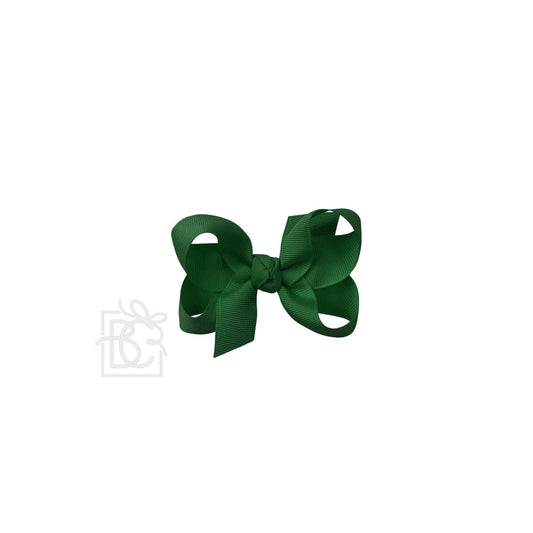 Beyond Creations, LLC - SIGNATURE GROSGRAIN BOW ON CLIP: 3.5" Medium - 7/8" Ribbon on Alligator Clip / FOREST GREEN