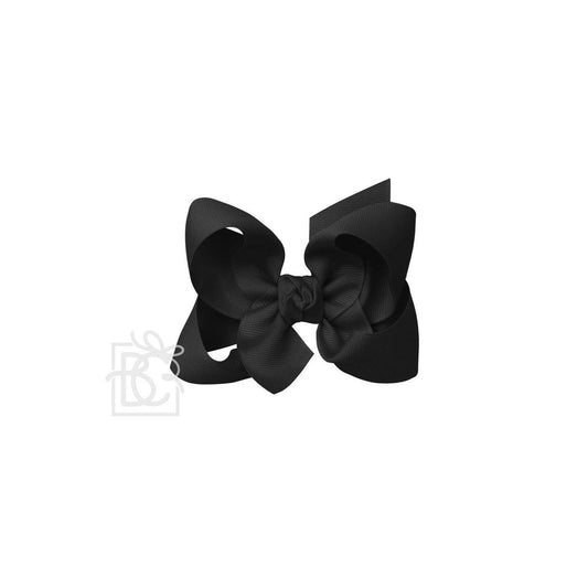 Beyond Creations, LLC - SIGNATURE GROSGRAIN BOW ON CLIP: 4.5" Large - 1.5" Ribbon on Alligator Clip / BLACK