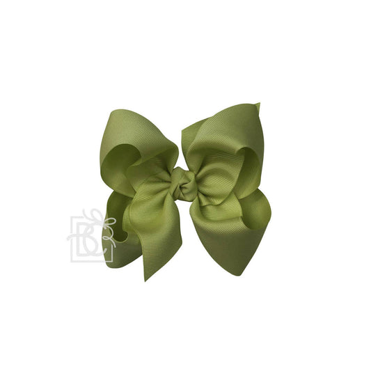 Beyond Creations, LLC - SIGNATURE GROSGRAIN BOW ON CLIP: 5.5" Huge - 2.25" Ribbon on Alligator Clip / MOSS