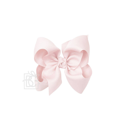 Beyond Creations, LLC - SIGNATURE GROSGRAIN BOW ON CLIP: 5.5" Huge - 2.25" Ribbon on Alligator Clip / POWDER PINK