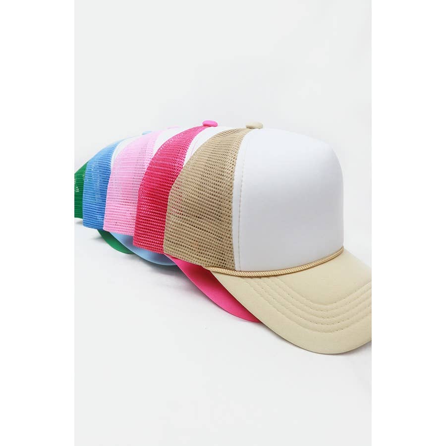 Love and Repeat - Classic Foam Solid Two Tone Trucker Hat- Light Pink