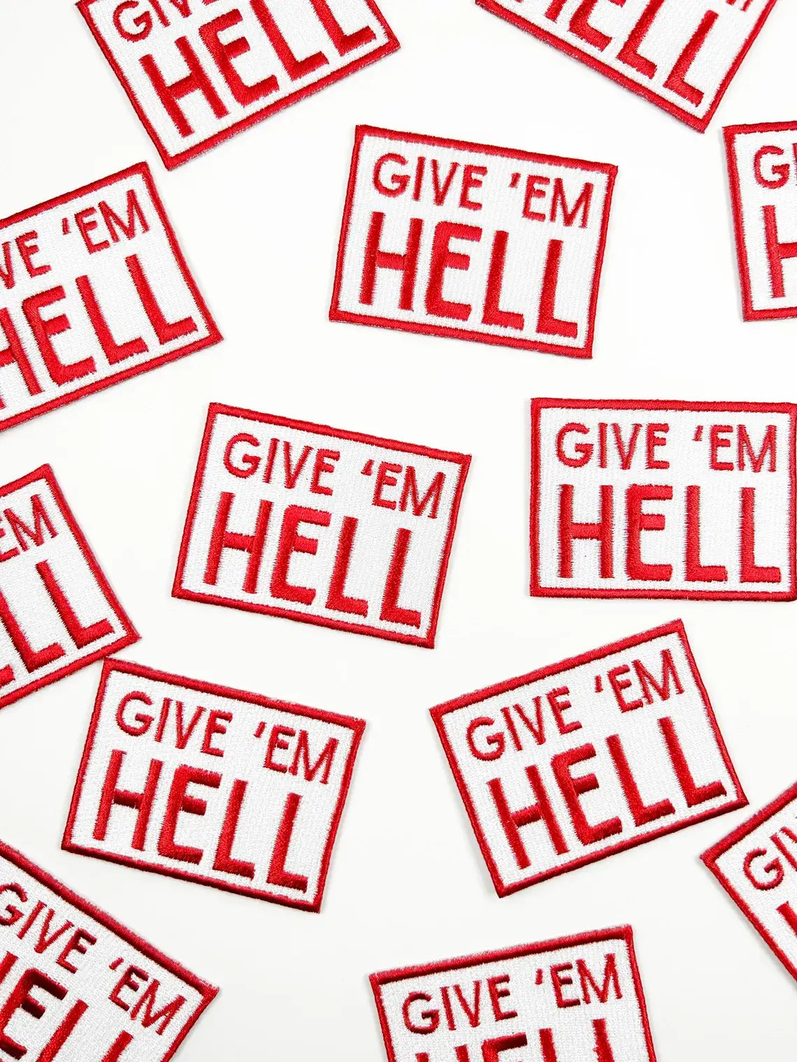 Field Trip Threads - Give 'Em Hell Embroidered Iron-On Patch Cowboy Rodeo Red