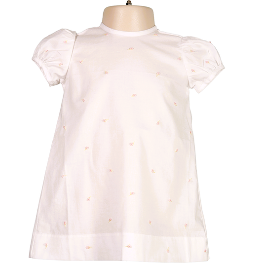 Hello Bebes! - White Heirloom Rosebud Hand Embroidered Dress