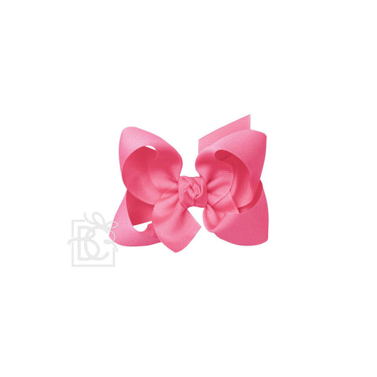 Beyond Creations, LLC - SIGNATURE GROSGRAIN BOW ON CLIP: 4.5" Large - 1.5" Ribbon on Alligator Clip / HOT PINK