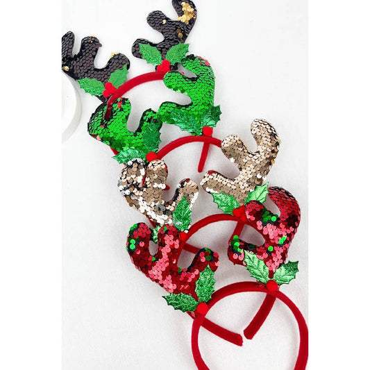 Love and Repeat - Sparkling Deer Antlers Sequins Headband: MIX COLOR