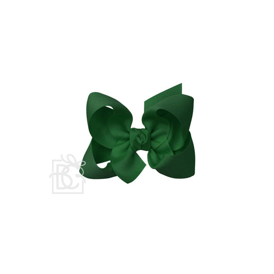 Beyond Creations, LLC - SIGNATURE GROSGRAIN BOW ON CLIP: 4.5" Large - 1.5" Ribbon on Alligator Clip / FOREST GREEN
