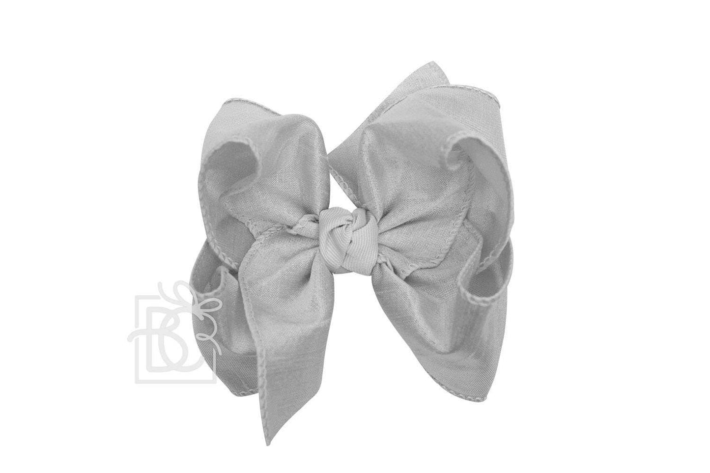 Beyond Creations, LLC - SILK BOW ON CLIP: 5.5" Huge - 2.25" Ribbon on Alligator Clip / WHITE