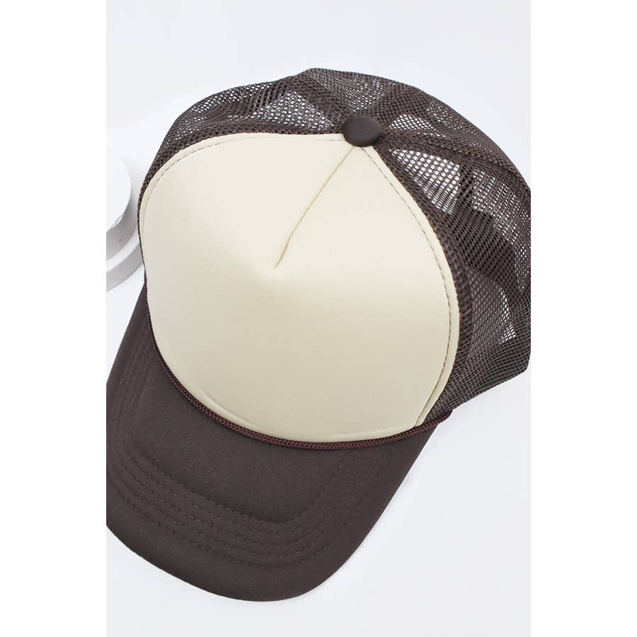 Love and Repeat - Khaki Brown Two Tone Trucker Hat: KHAKI/BROWN / ONE