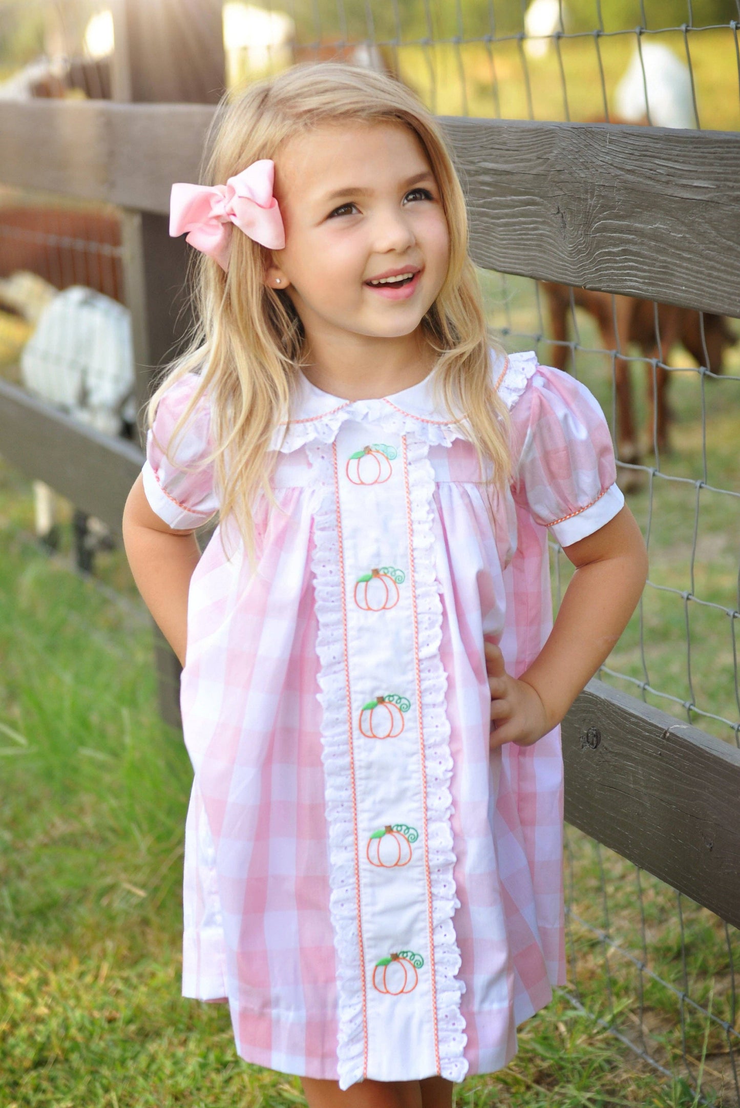 Posh Pickle - Proper Pumpkins Pink Gingham A-Line Dress