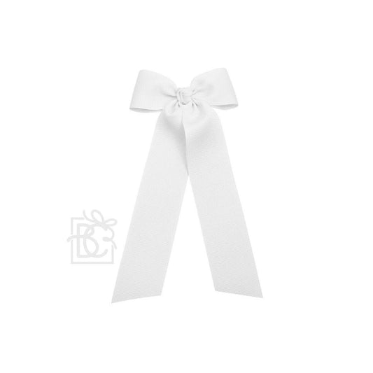 Beyond Creations, LLC - FLAT BOW W/ 7" STREAMERS ON ALLIGATOR CLIP: 4.5" W/ 7" Streamers / WHITE