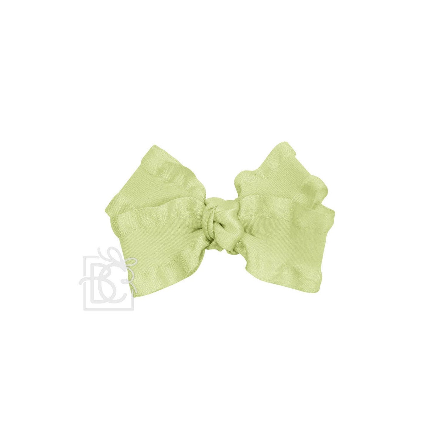Beyond Creations, LLC - DOUBLE RUFFLE BOW ON CLIP: 5.5" Large - 1.5" Ribbon on Alligator Clip / FOREST GREEN