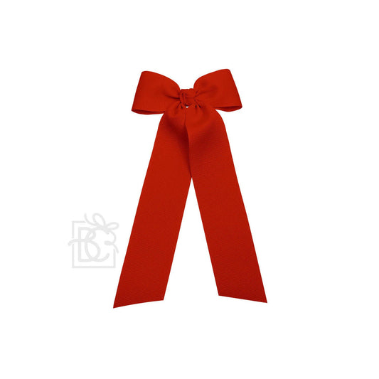 Beyond Creations, LLC - FLAT BOW W/ 7" STREAMERS ON ALLIGATOR CLIP: 4.5" W/ 7" Streamers / RED