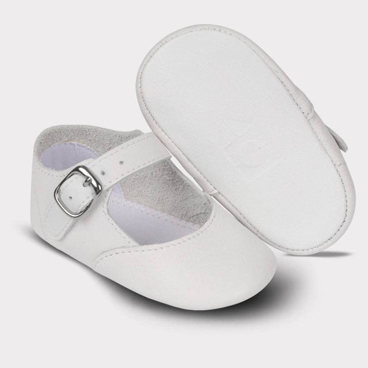 Oomphies - Darcy Girls Crib Hook & Loop Shoe: White Leather