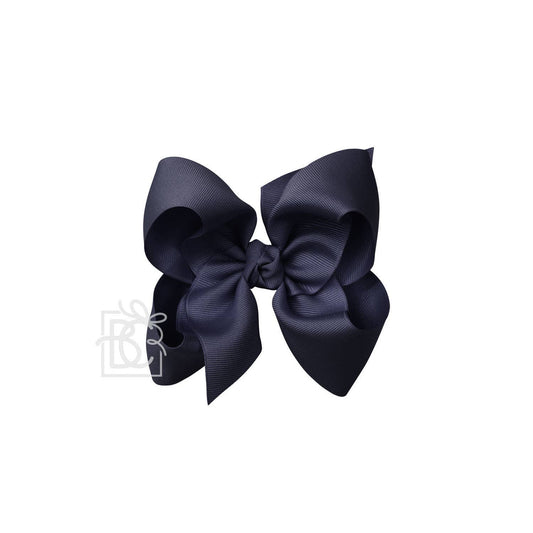 Beyond Creations, LLC - SIGNATURE GROSGRAIN BOW ON CLIP: 5.5" Huge - 2.25" Ribbon on Alligator Clip / DARK NAVY