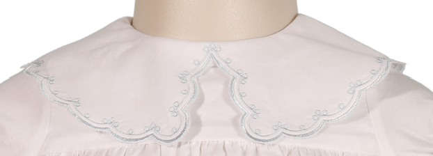 Hello Bebes! - White Embroidered Peter Pan Collar Bubble