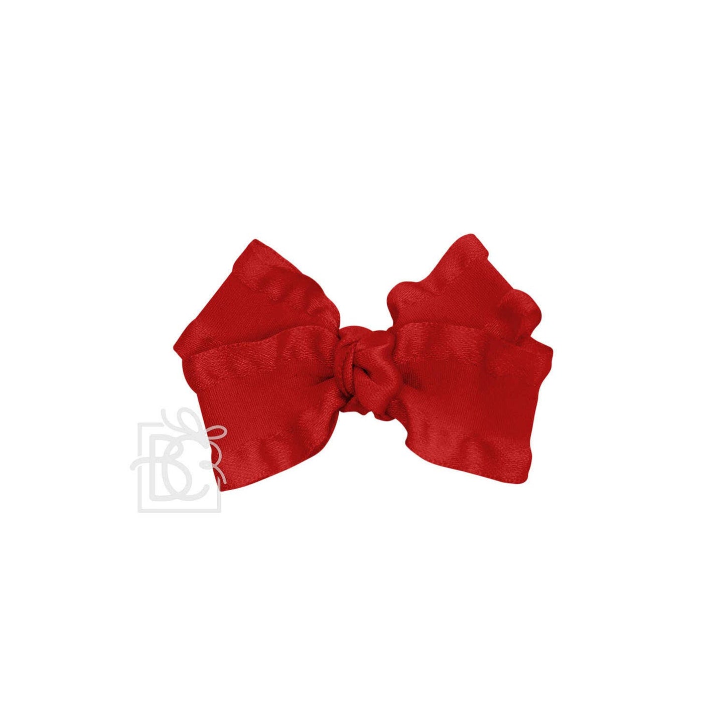 Beyond Creations, LLC - DOUBLE RUFFLE BOW ON CLIP: 5.5" Large - 1.5" Ribbon on Alligator Clip / RED