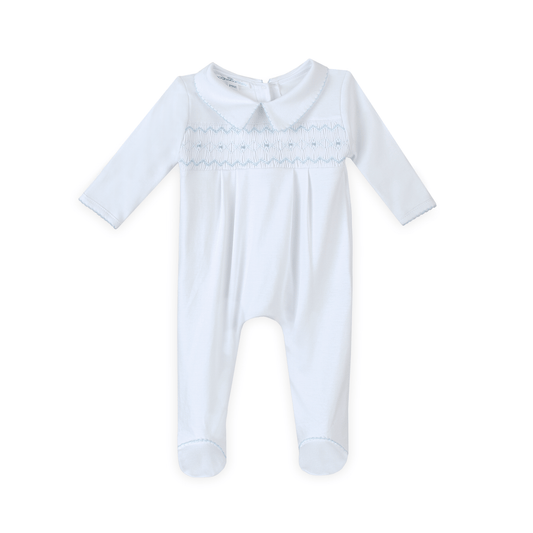 Magnolia Baby - Landon's Classics Smocked Footie - Light Blue
