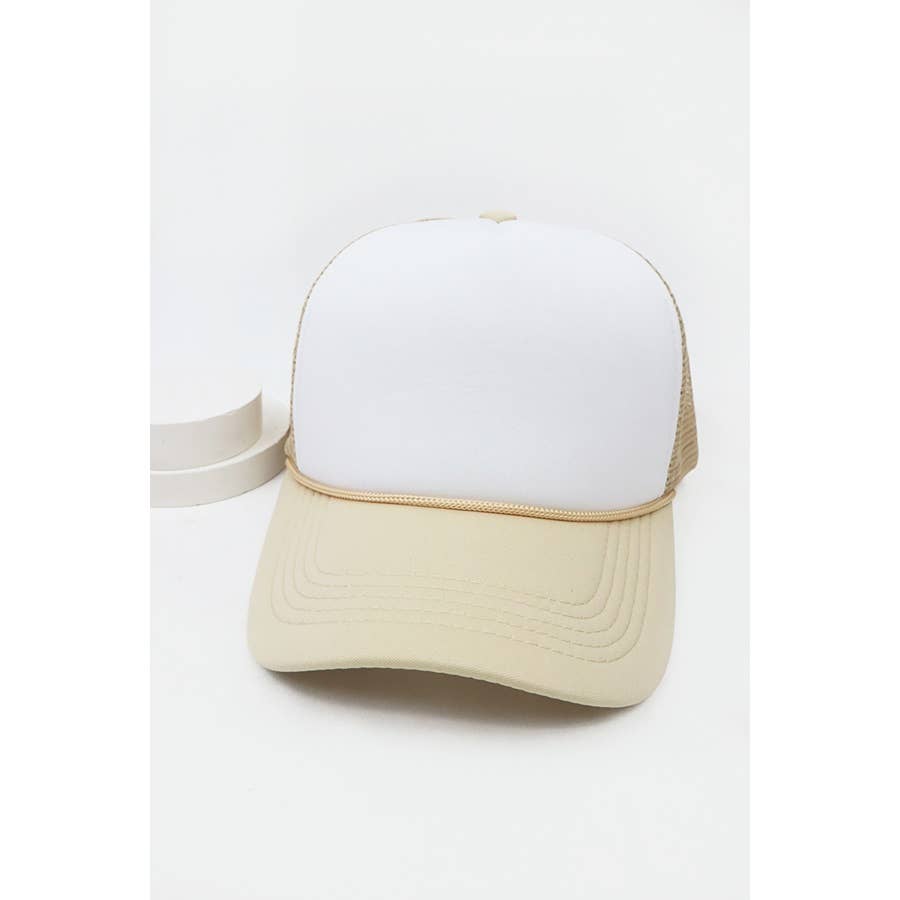 Love and Repeat - Classic Foam Solid Two Tone Trucker Hat- Khaki