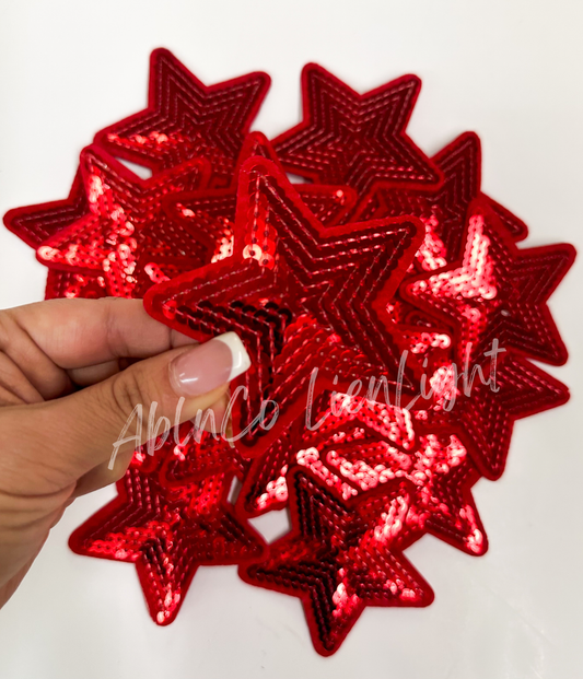 ABLN Boutique - Trucker hat patches 3” red sequin star patch iron on