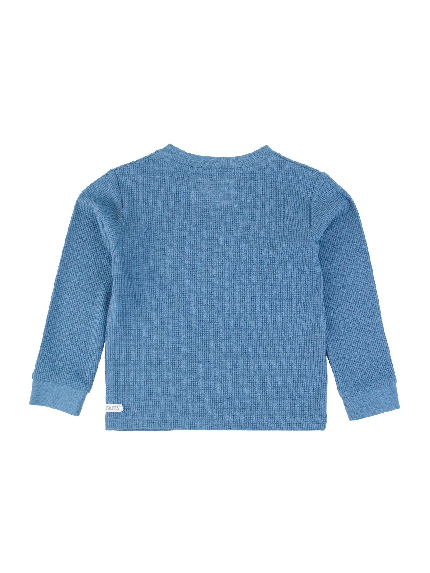 RuffleButts + RuggedButts - Boys Countryside Blue Waffle Knit Long Sleeve Crew Neck Shirt