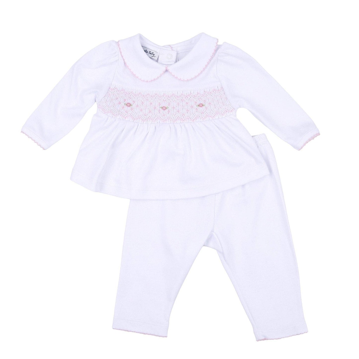 Magnolia Baby - Lilly & Lucas Smocked Pant Set - Pink: Newborn