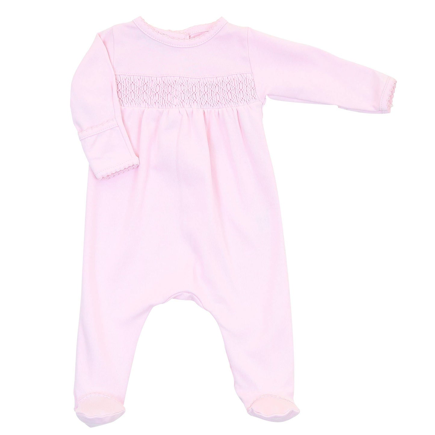 Magnolia Baby - Essentials Solid Pink Smocked Footie: Pink