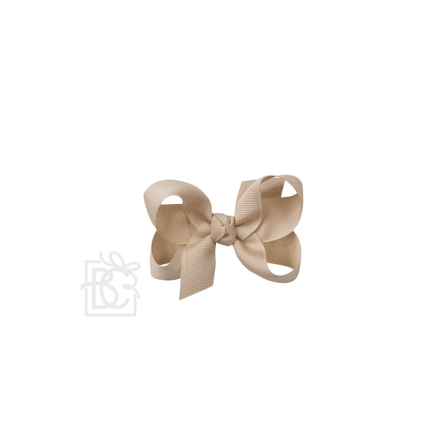 Beyond Creations, LLC - SIGNATURE GROSGRAIN BOW ON CLIP: 3.5" Medium - 7/8" Ribbon on Alligator Clip / OATMEAL