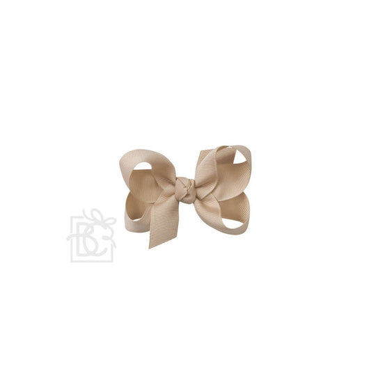 Beyond Creations, LLC - SIGNATURE GROSGRAIN BOW ON CLIP: 3.5" Medium - 7/8" Ribbon on Alligator Clip / OATMEAL