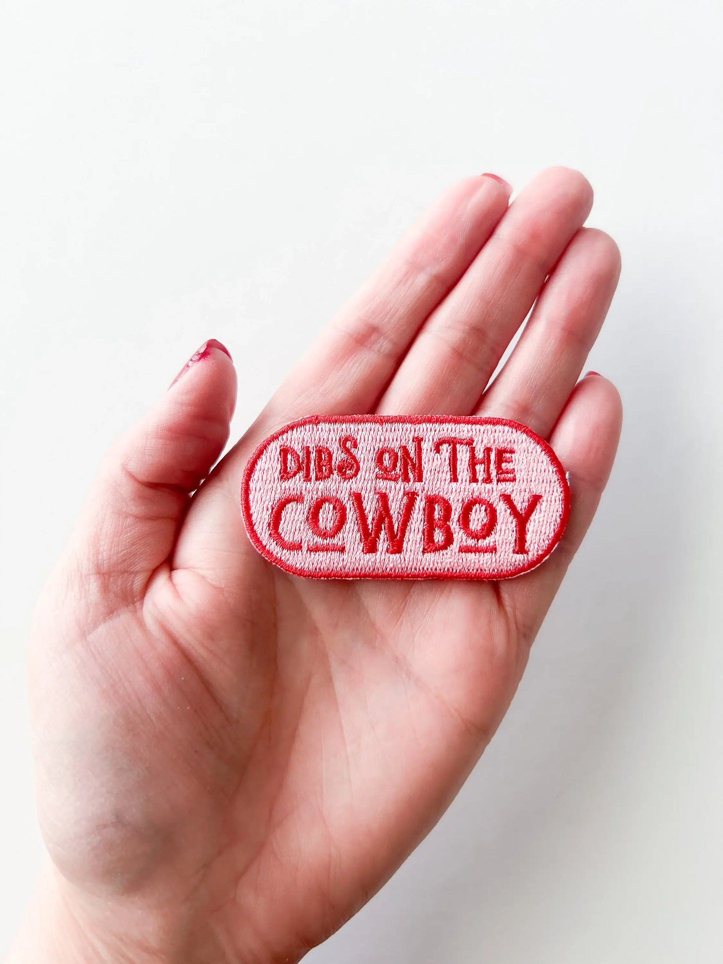 Field Trip Threads- "Dibs on the Cowboy "-Pink-Iron on Patch