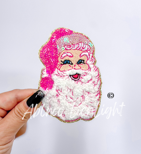 ABLN Boutique - Small Sequins Preppy Pink Santa- Iron on Patch