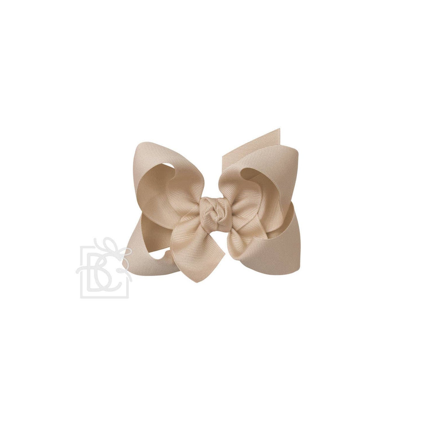 Beyond Creations, LLC - SIGNATURE GROSGRAIN BOW ON CLIP: 4.5" Large - 1.5" Ribbon on Alligator Clip / OATMEAL