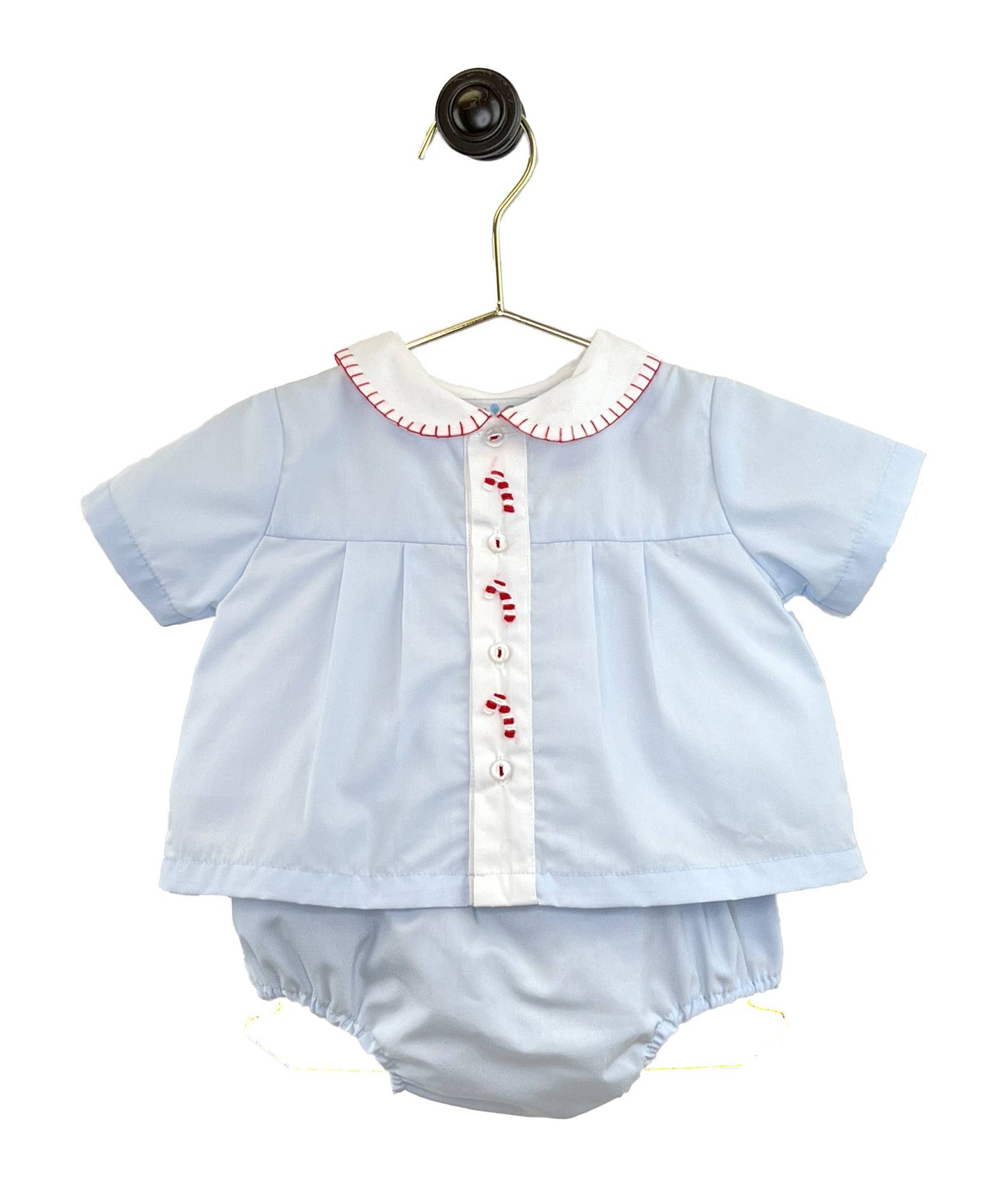 Petit Ami & Zubels - Candy Cane Embroidered Diaper Set