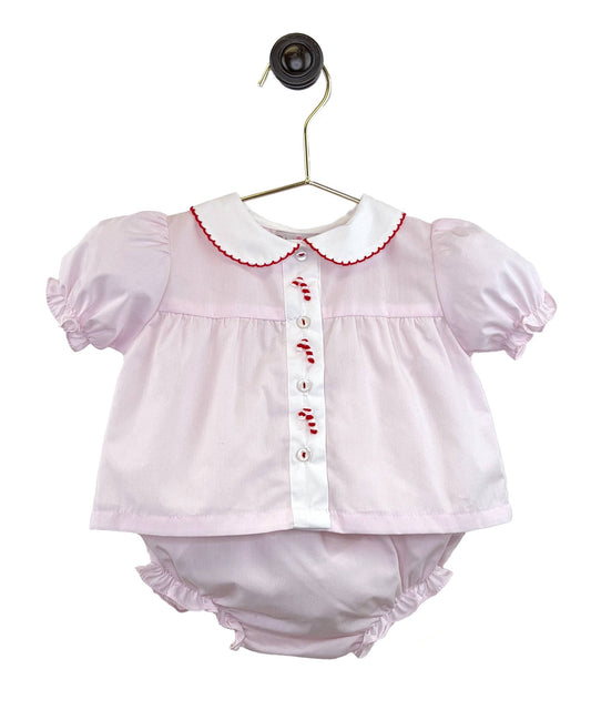 Petit Ami & Zubels - Candy Cane Embroidered Diaper Set