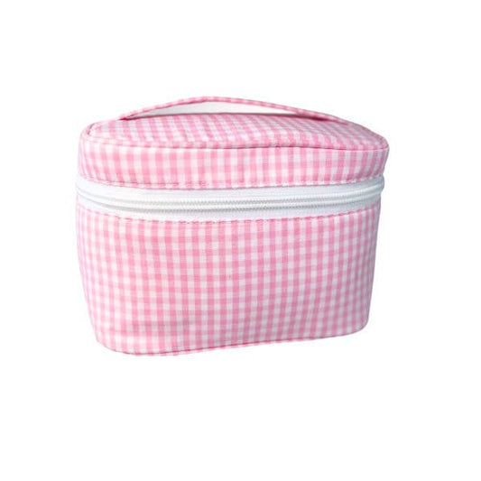 Pink Gingham Mini Train Case