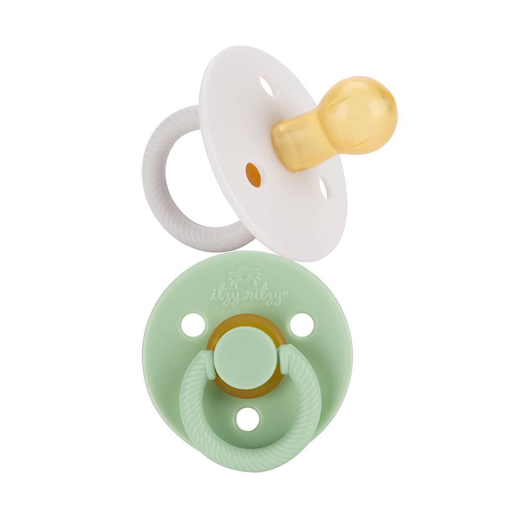 Itzy Ritzy - Itzy Soother™ Natural Rubber Pacifier Set- Ivory + Green