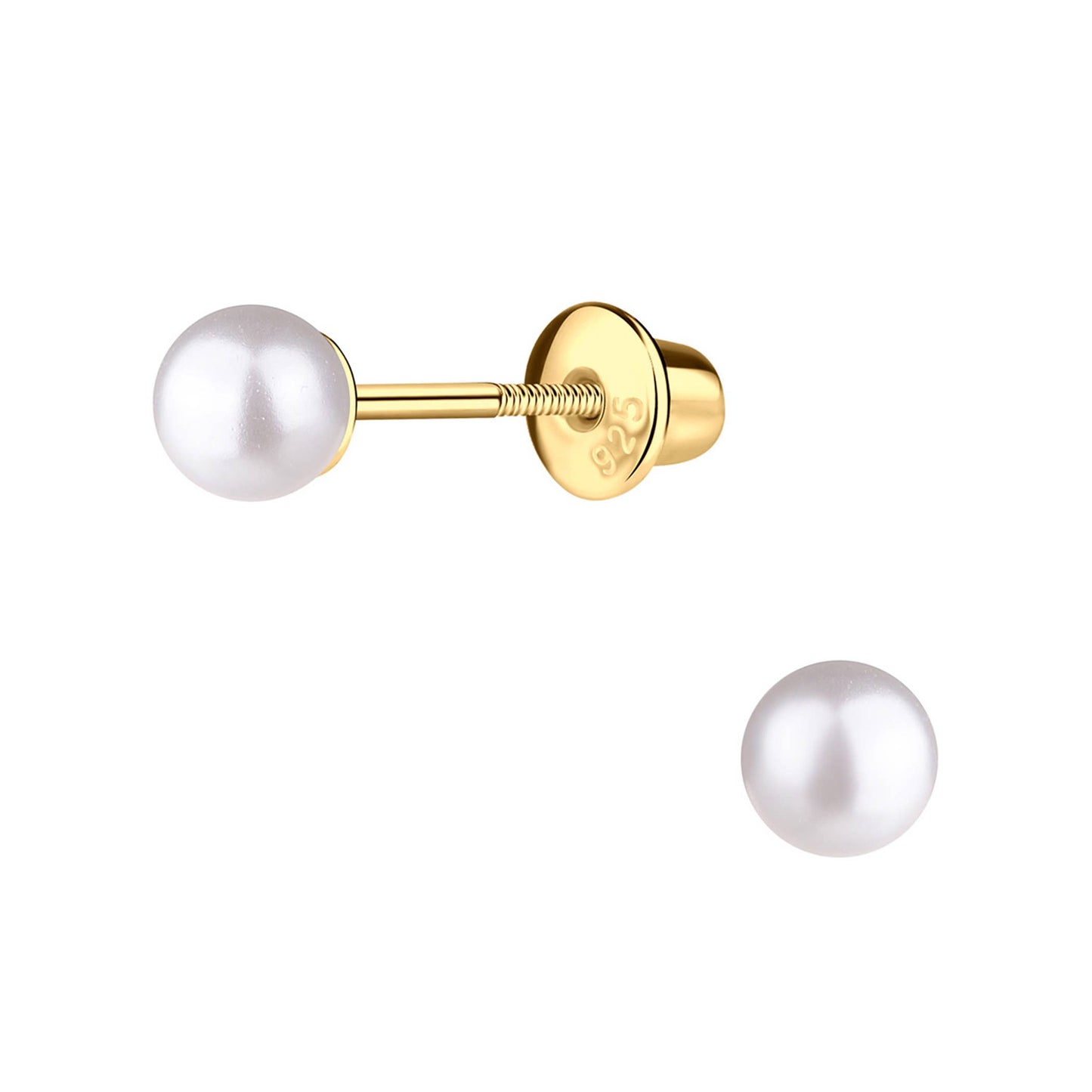 Cherished Moments - 14K Gold-Plated White Pearl Earrings with Screw Backs