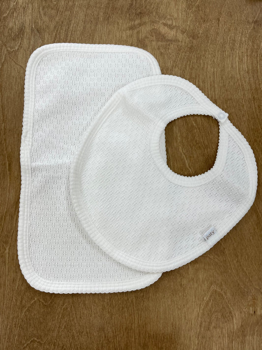 Paty Inc- Bib+ Burp Cloth Set- White