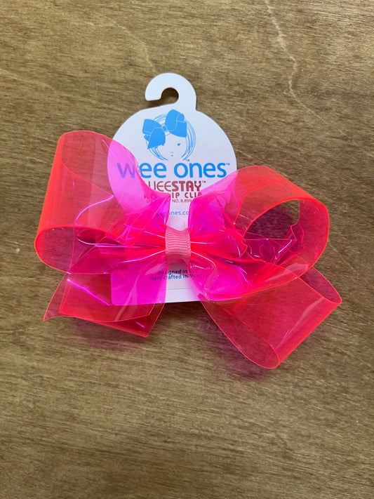 WeeSplash- Vinyl Bow -Hot Pink-Medium