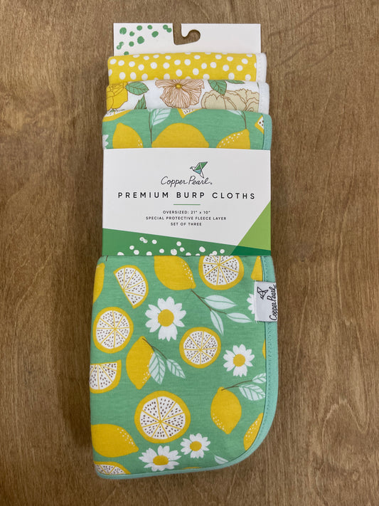 Copper Pearl-Premium Burp Cloths- Lemon